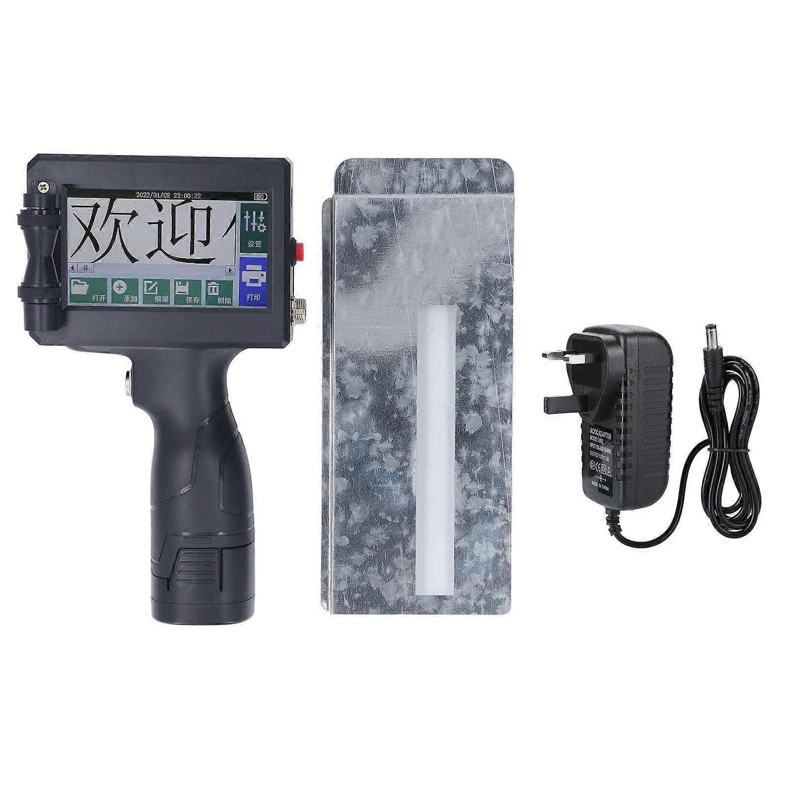 Handheld Inkjet Printer Gun Portable Intelligent with LED Touch Screen Without Cartridge 12.7mm AC110‑240V UK Plug