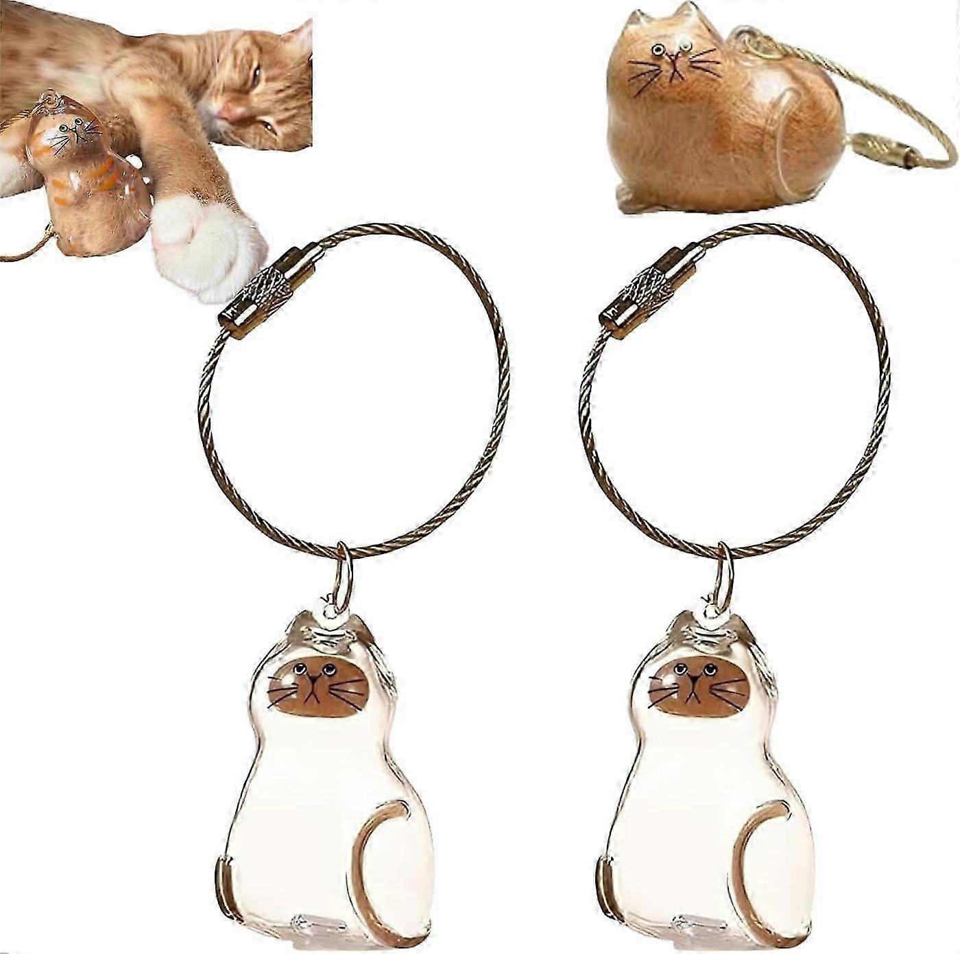 2PCS猫の毛の収納ボトル、猫と犬の毛を集めるためのキーホルダー、猫のひげ瓶、かわいいペットの記念ギフト、カラフルな猫のキーホルダー