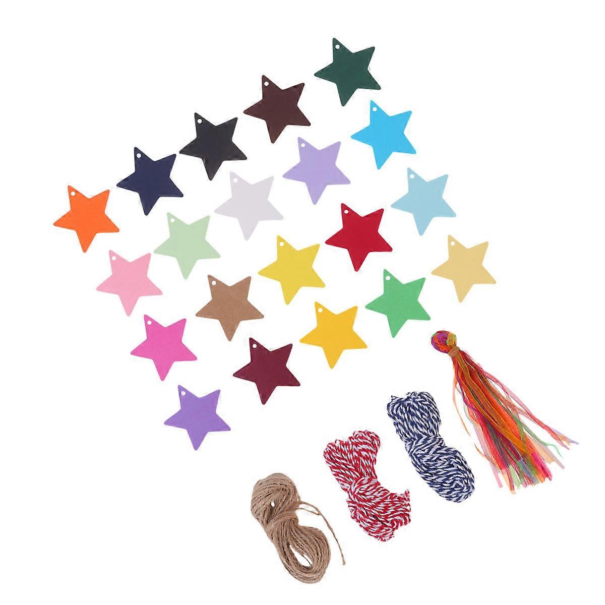 200pcs Star Shaped Paper Tags with Hemp Rope – Perfect for Christmas Crafts, Food Containers, Scrapbooking
