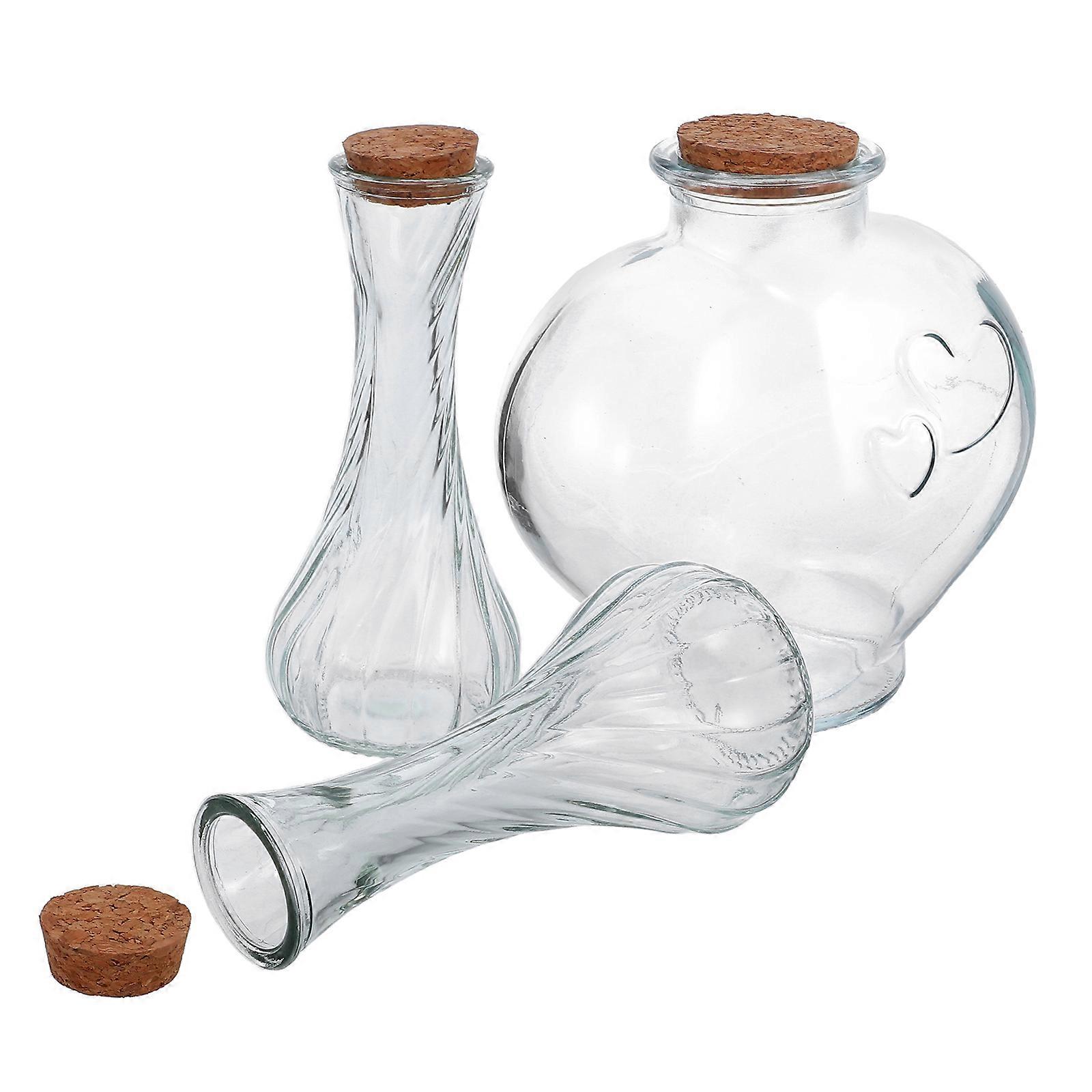 Heart Shaped Sand Ceremony Bottles Set of 3 Glass Jars with Cork Stoppers for Wedding Keepsakes, Bridal Shower Decor, and Unity Sand Ceremony Favors