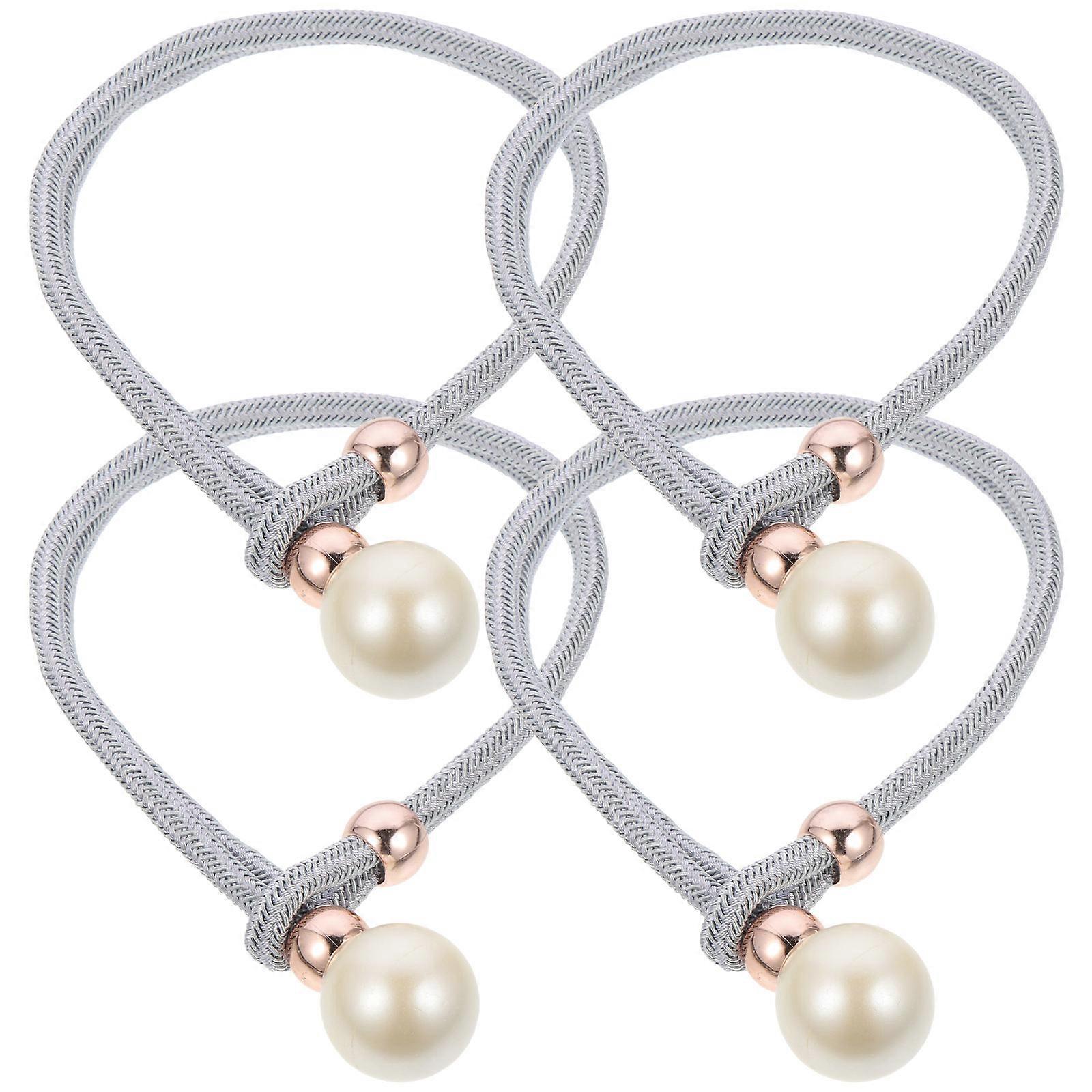 Curtain Pull Backs Pearl Beads Shape High Density Weaving Drapes Tiebacks 4Set