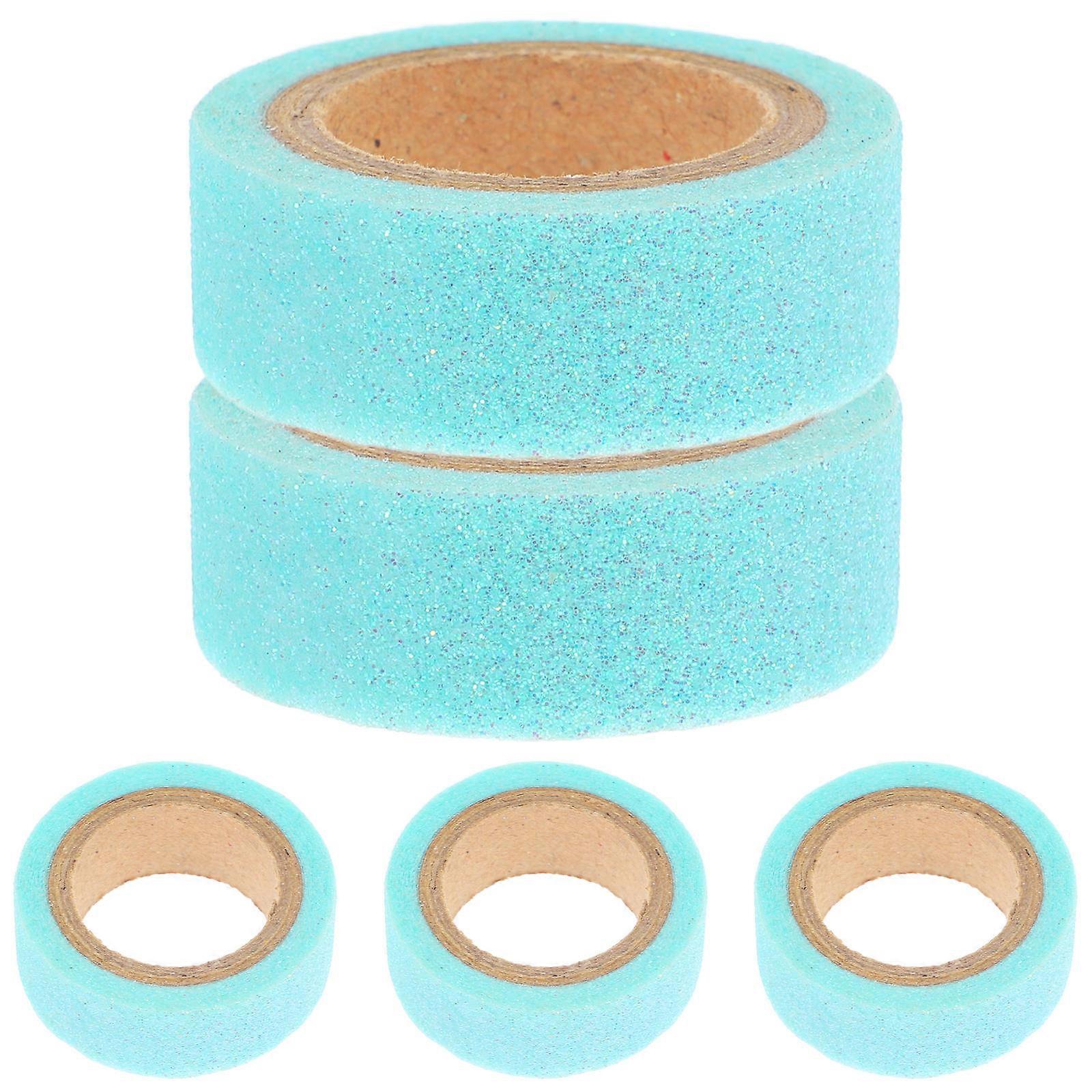 Glitter Washi Tape for Decoration 5 Rolls Sky-blue Strong Adhesive for Craft Projects