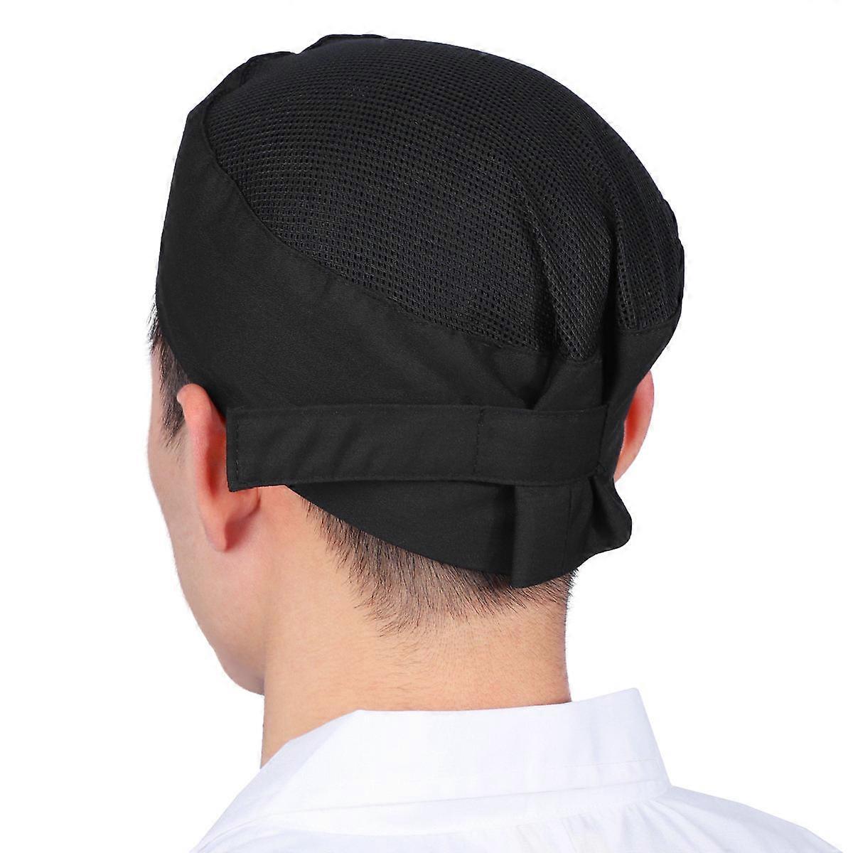 Black Professional Chef Hat with Mesh Top for Catering Use
