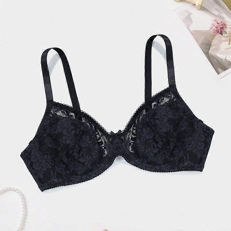 Women Plus Size Full Coverage Ultra-Thin Bra Breathable with Single Layer Cup Sexy Lace Splice Underwire French Romance