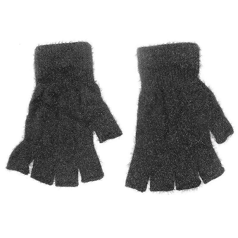 Solid Color Plush Mittens Women In Autumn and Winter Warm Mink Fur Touch Screen Open Finger Half Finger Gloves