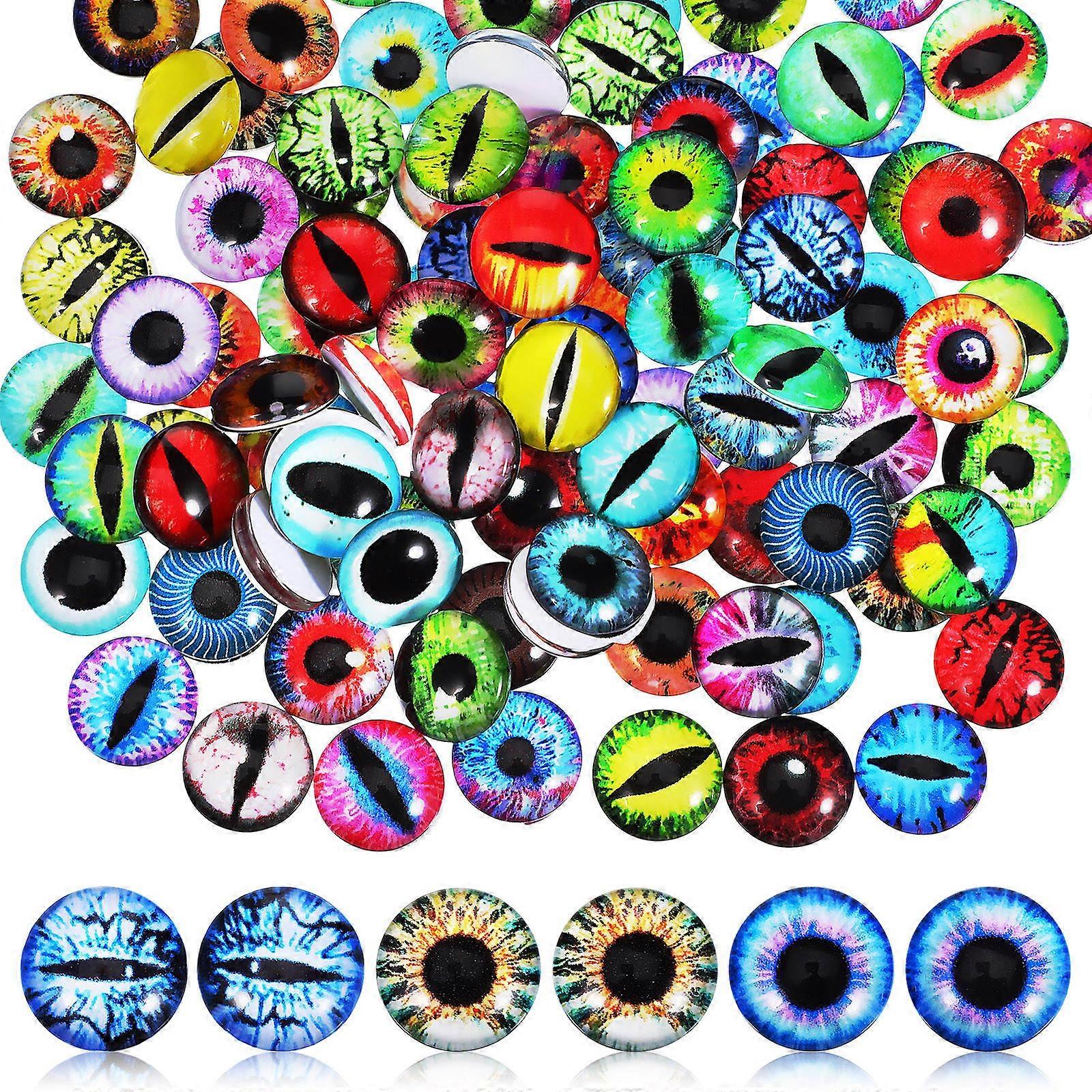 Realistic Craft Eyeballs Glass Eyes For Stuffed Animals Assorted Color 12mm Flat Round Easy to Use 100 Pcs
