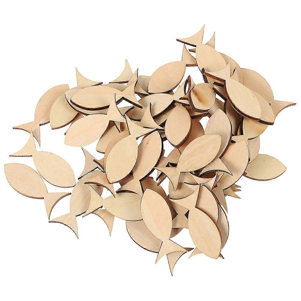 Wooden Fish Cutouts for DIY Crafts Unfinished Wood Slices in Beige Color 200pcs