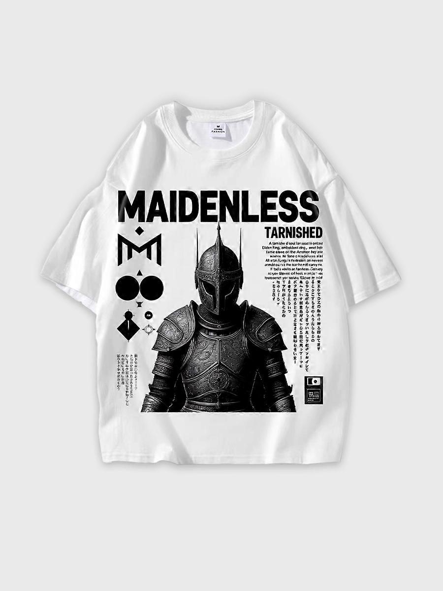 T-shirt round neck book Characters Pattern loose short sleeve E1397