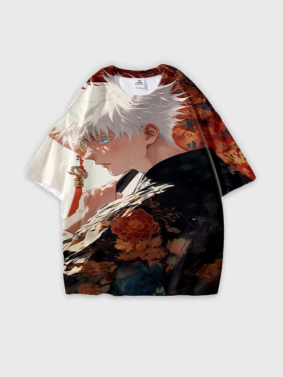 T-shirt round neck Character Pattern loose short sleeve P3165