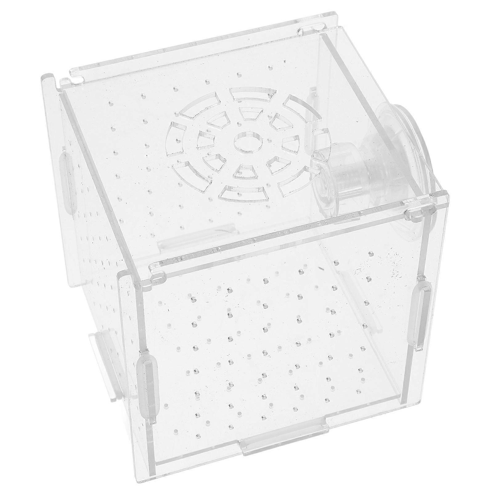 Breeding Box for Fish Tank Acrylic Hatching Isolation Cube with Suction Cups 1Pcs