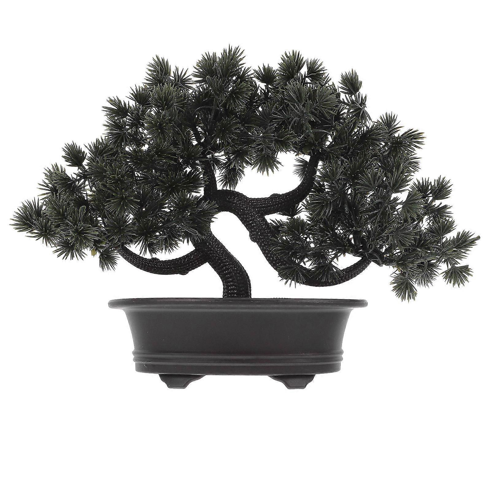 Lifelike Artificial Bonsai Tree for Home Decor with PVC Foam Material Dark Green Color High Realism Small Size