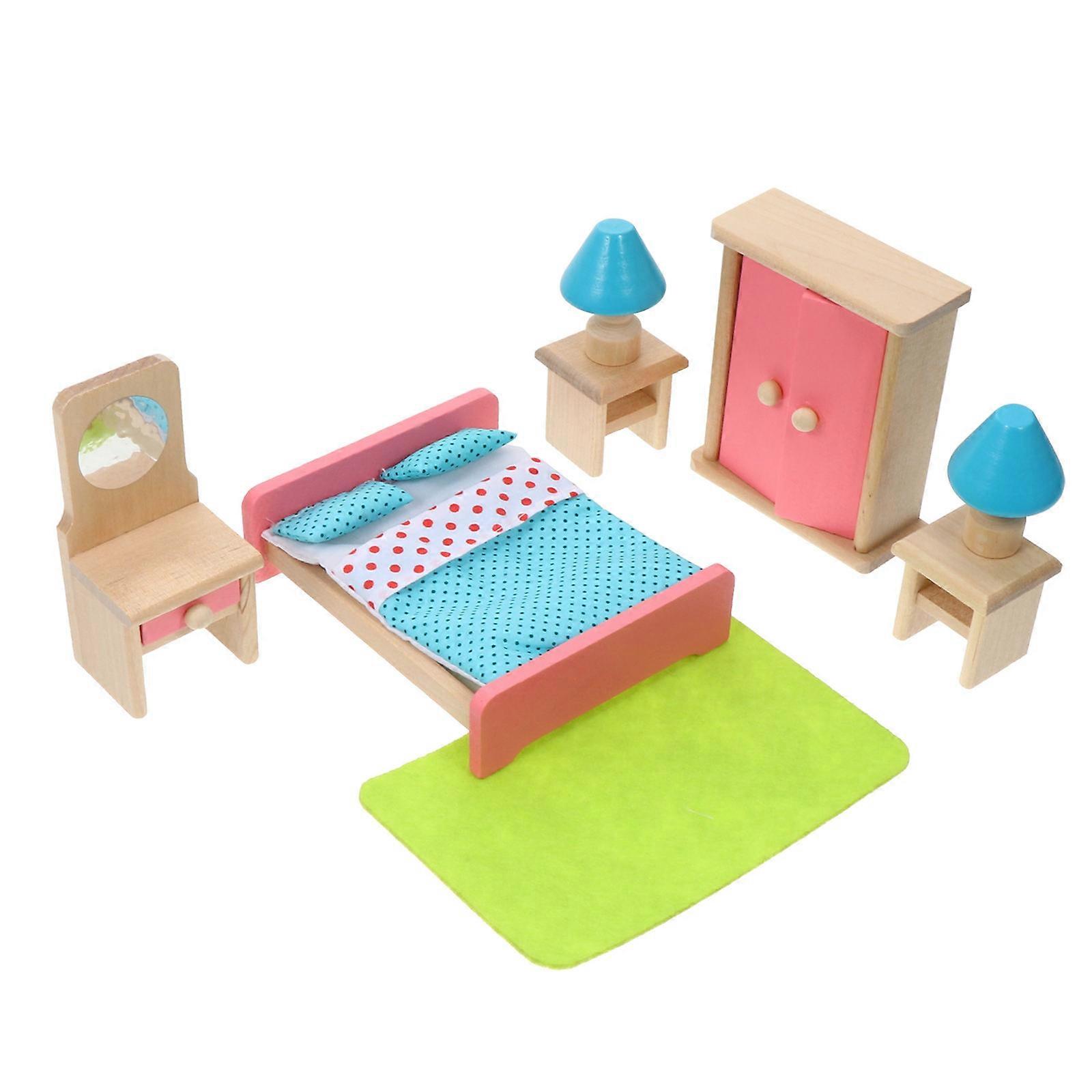 Pretend House Tiny Furniture Mini Home Bed Cabinet Ornaments For Students 4.72X3.93X1.38inch Assorted Color Model Lovers 1 Set
