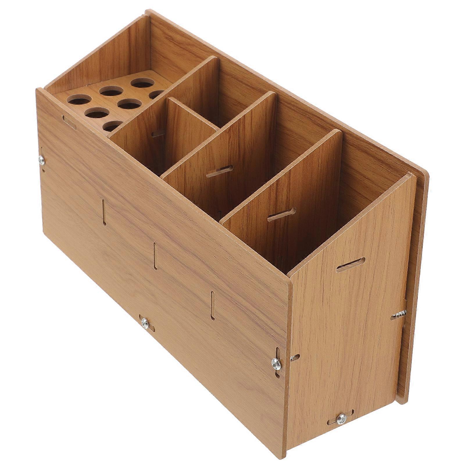 Hairdressing Tool Organizer Wooden Storage Case Minimalist Design For Barbers Home Use 10.4×5.5×3.5in 1Pack