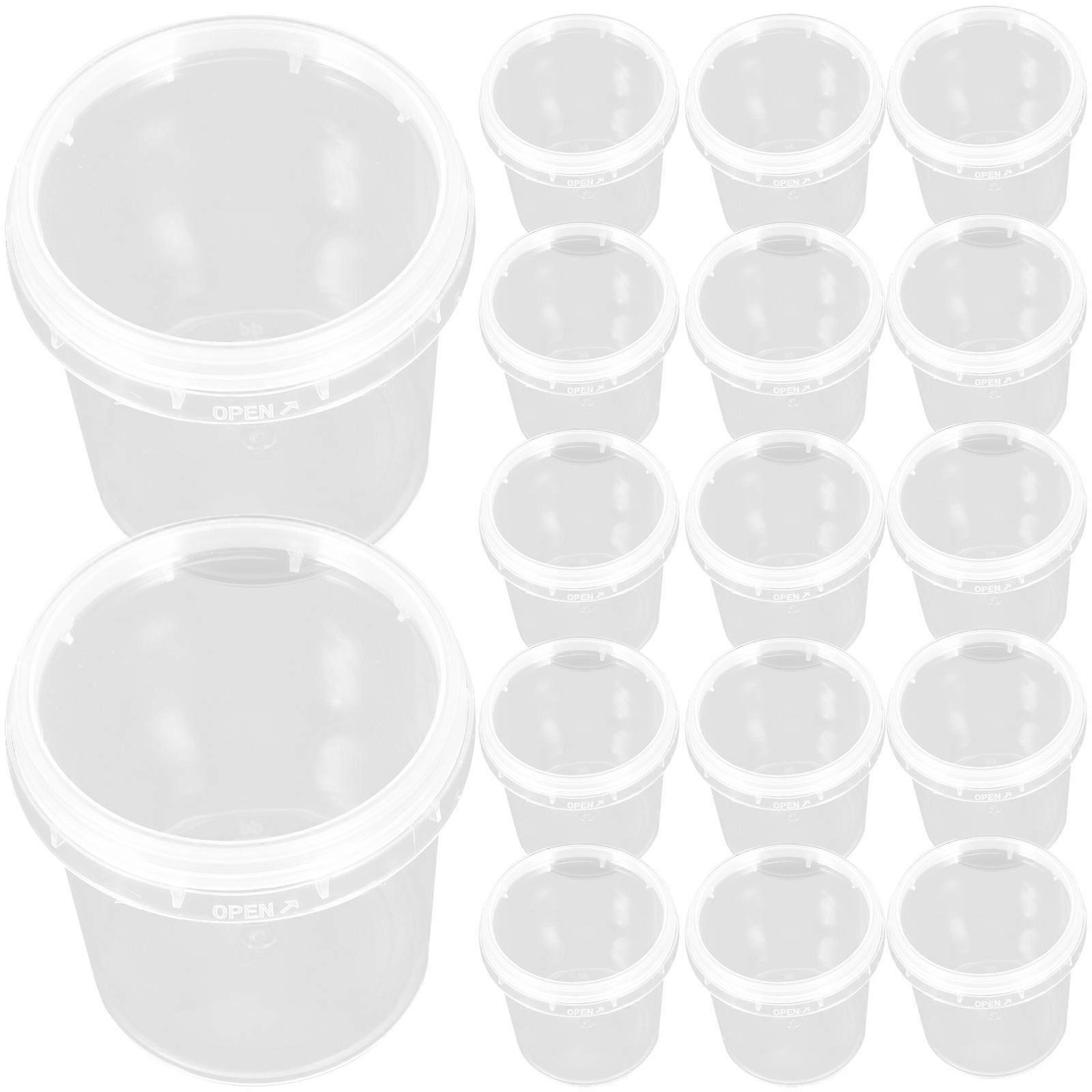 18Pcs Clear Plastic Mini Buckets with Lids for Storage Small Size Perfect for Organizing Kids Toys