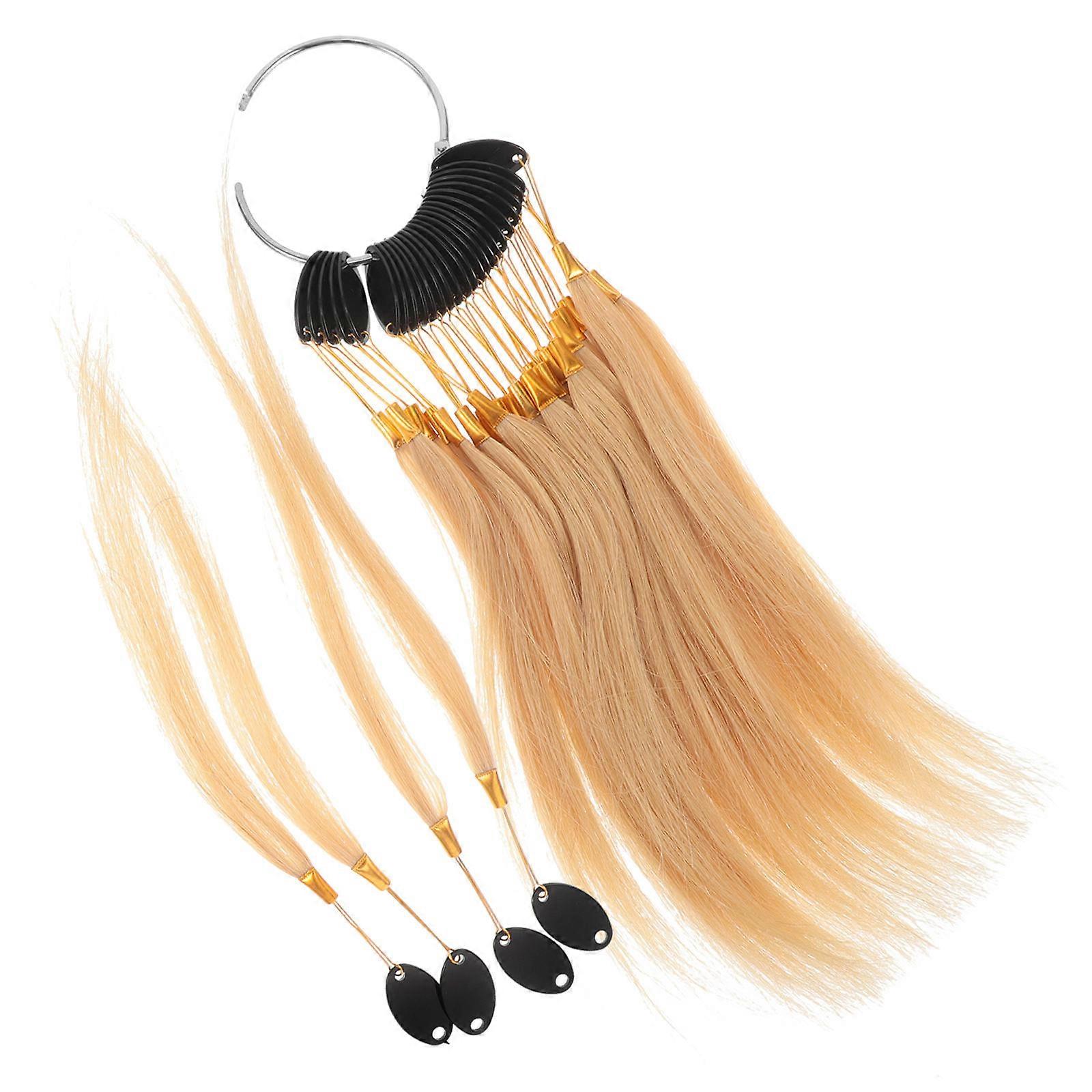 Human Hair Color Strands with Adjustable Dye Practice Rings for Salon Home Use Highlighting Training