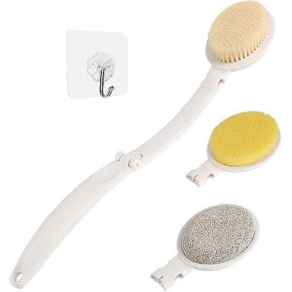 Bath Brush, 3 in 1 Body Scrubber with Foldable Long Handle, with