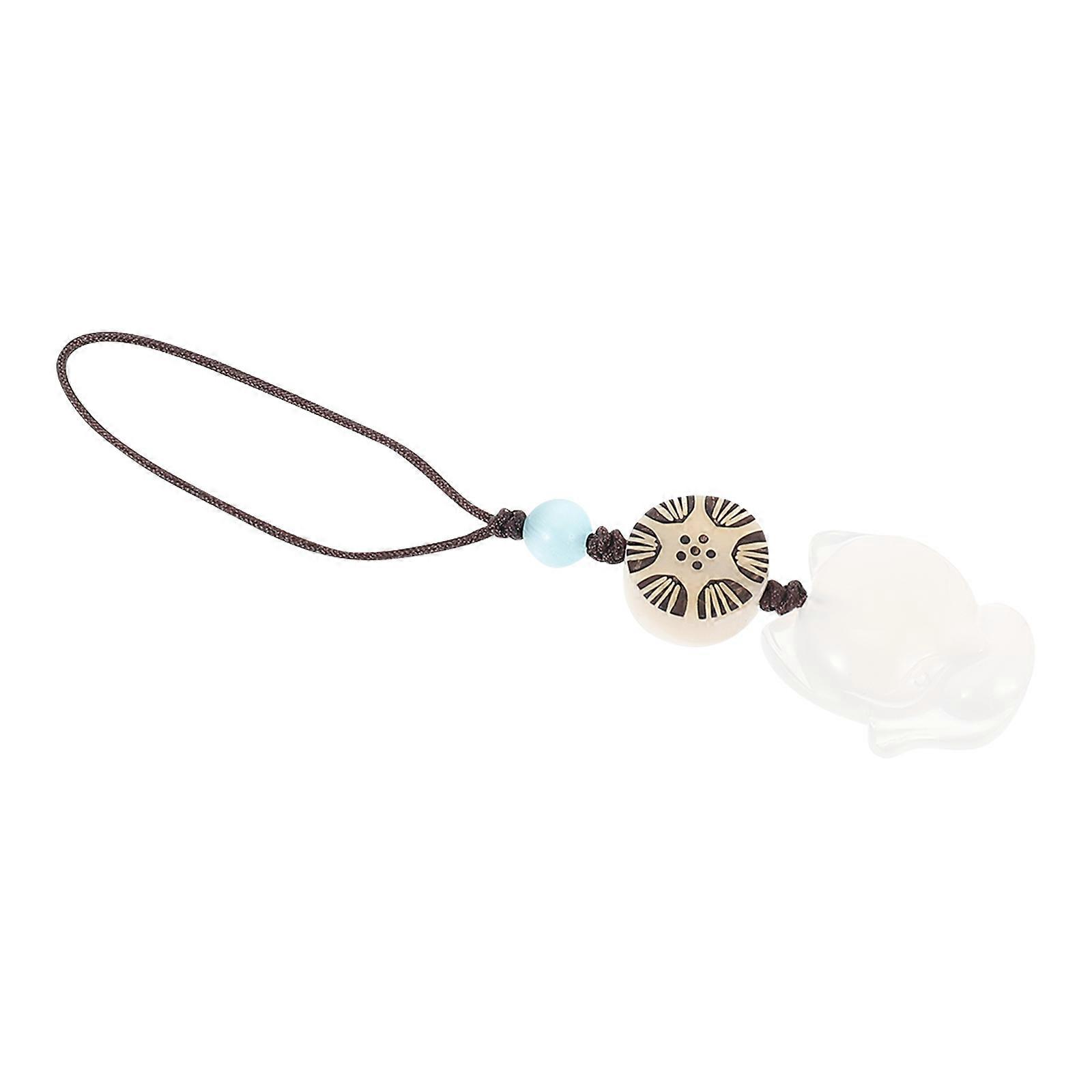 Phone String Cell Lanyards Unique Phone Hanging Bag Ornaments White Fox Shaped 1Set