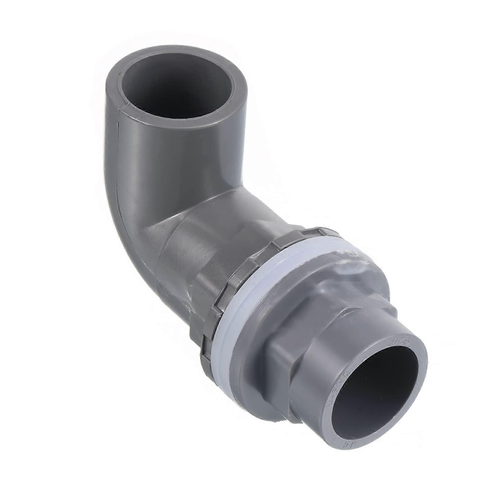 PVC Angle Water Container Pipe Connector Coupling Fitting Adapter 20 mm Grey for Aquarium Use 1 Inch