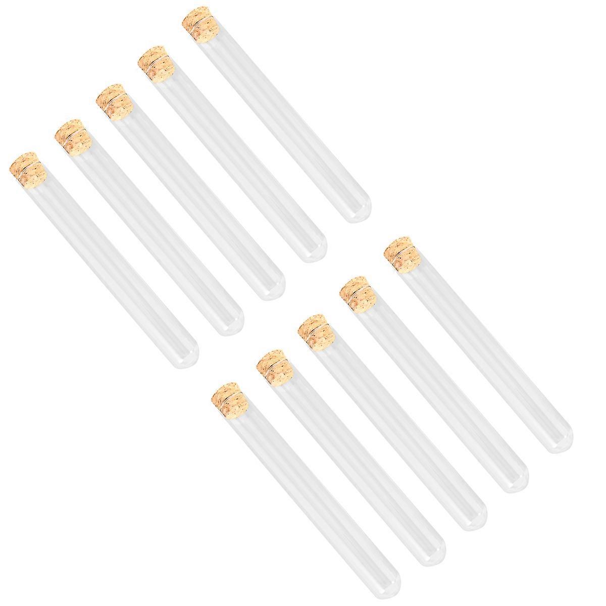 10pcs Clear Glass Test Tube Bottles with Cork Stoppers for Storage Use Suitable for Scientific