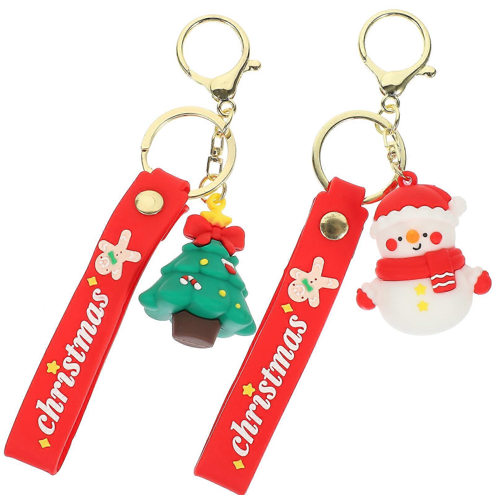 Delicate Key Chain 2Pcs Creative Xmas Style Keychain Pendants Decorative Bag Accessory Multi Colored Perfect For Christmas