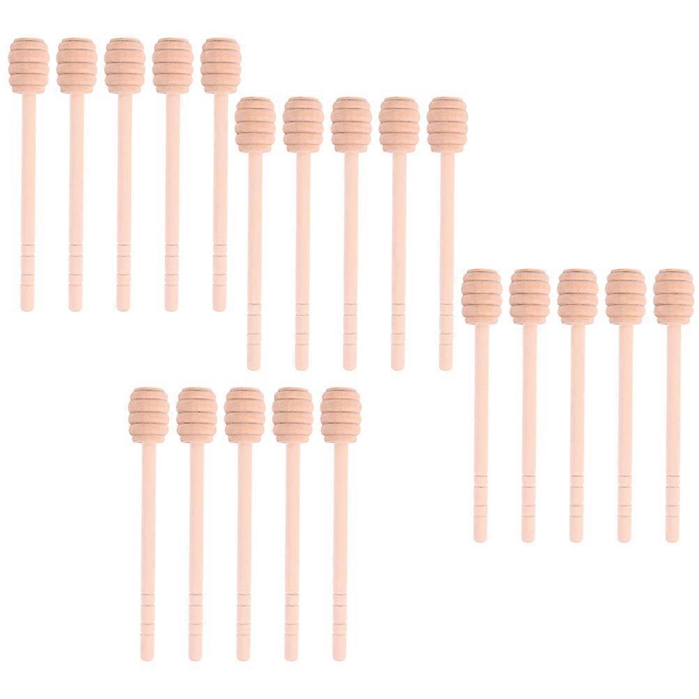 Wooden Honey Mixing Stirrers Set of 25Pcs Beige Color for Home Use Coffee Stirring Rods