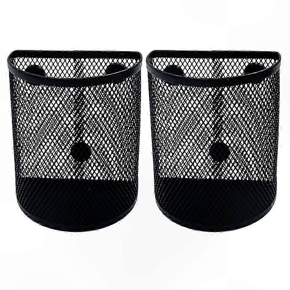 2-Pack Magnetic Pen and Marker Organizer with Mesh Storage Basket
