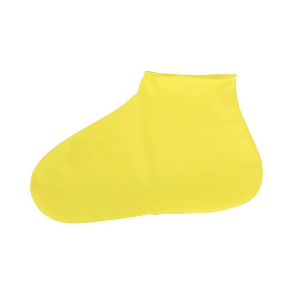 Unisex Waterproof Disposable Elastic Latex Boot Covers 2pcs for Rain Snow Non slip Shoe Covers Size S Yellow