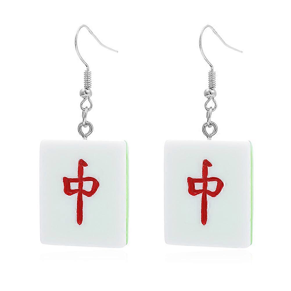 Dangle Earrings with Mahjong Theme, Creative and Functional, Everyday Use