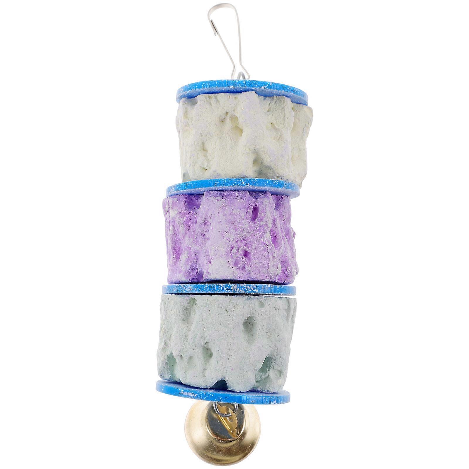 Bird Parrot Teething Toy with Bell Natural Calcium Stone for Bird Use