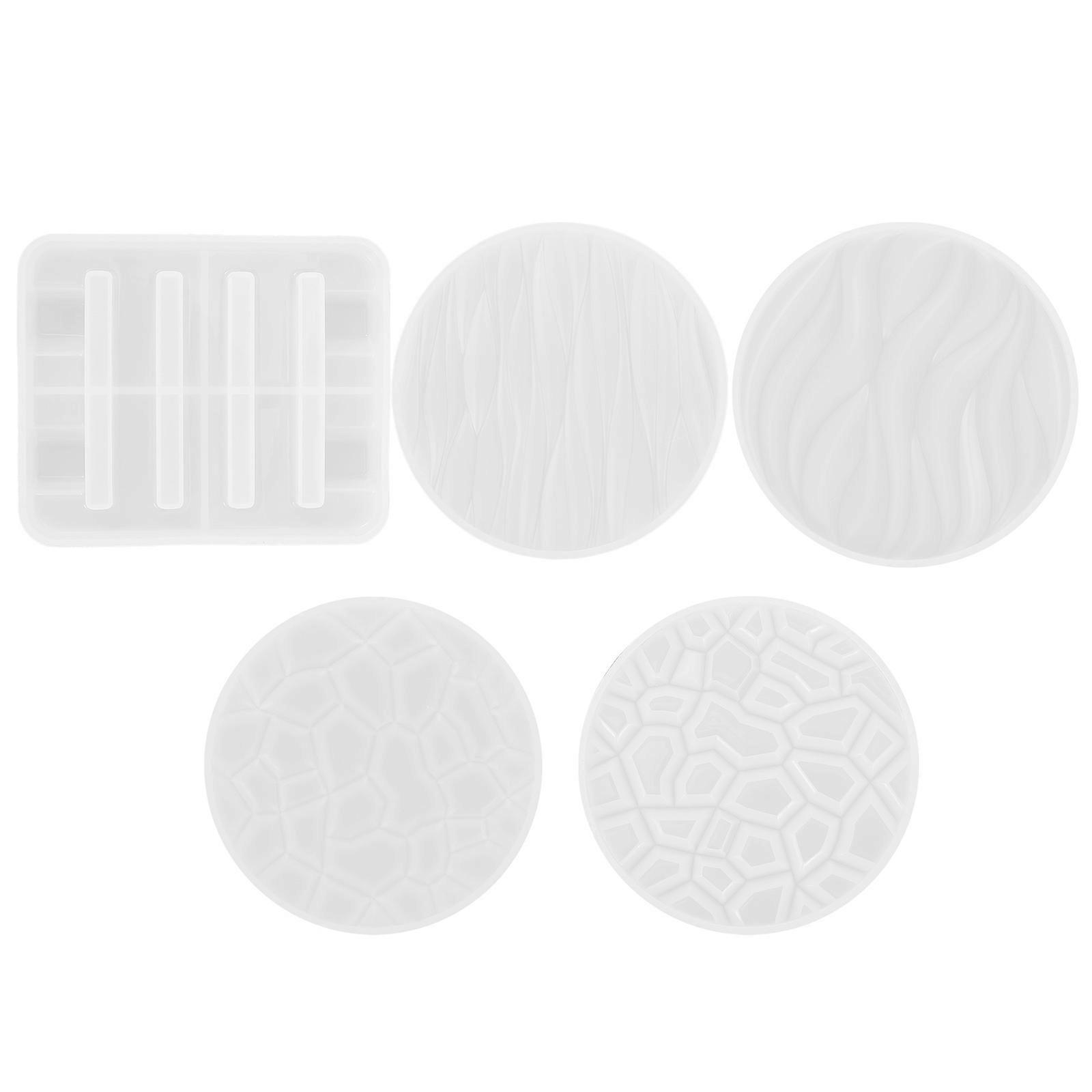 1 Set Coaster Resin Molds for DIY Epoxy Casting Molds with Coaster Holder Mold