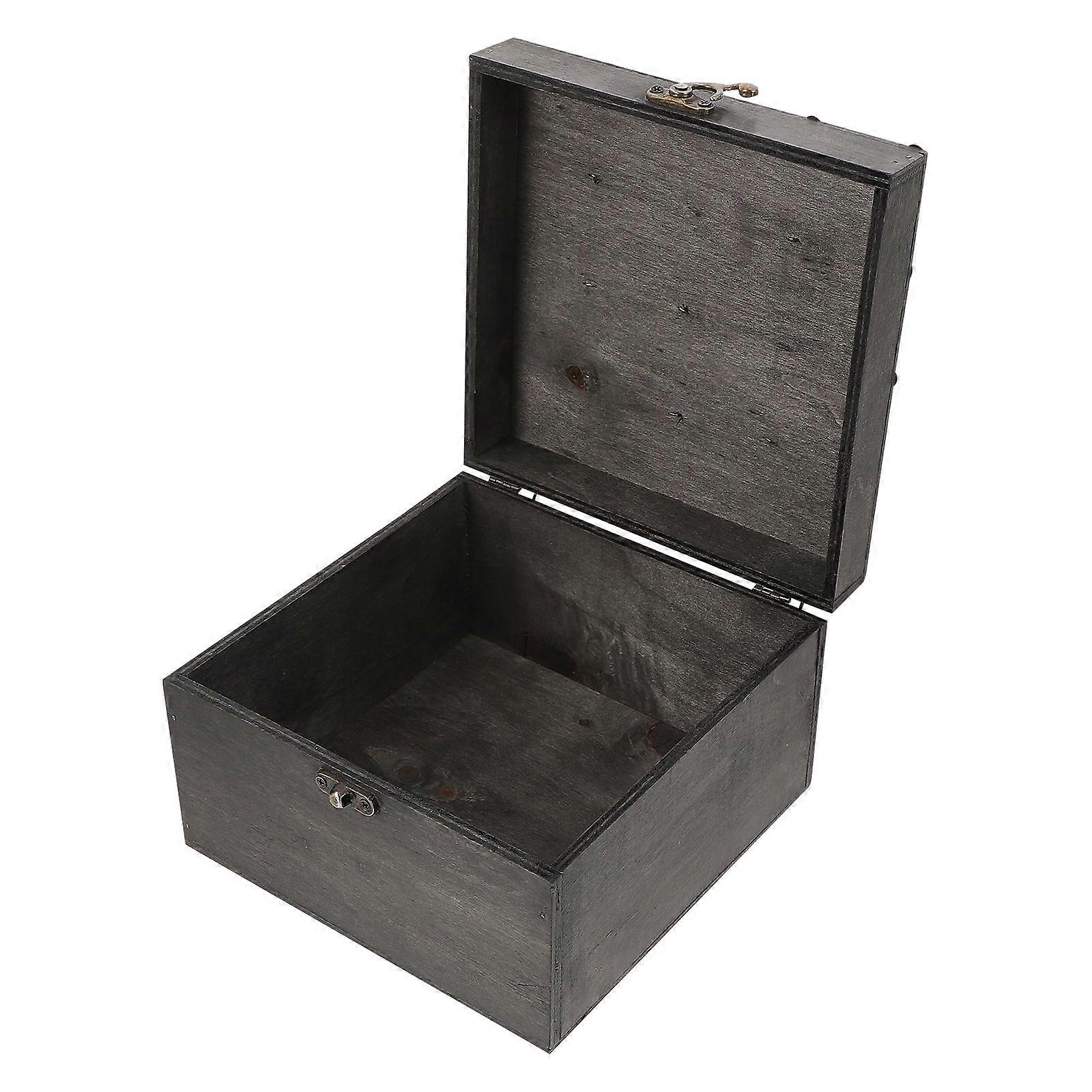 1Pc Vintage Wooden Storage Box Antique Wood Case Small Treasure Container