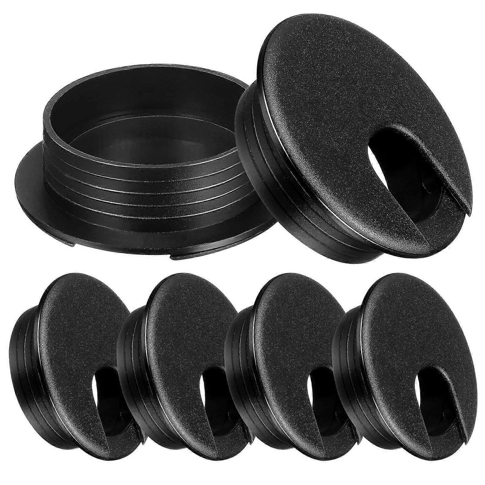 6pcs Durable Plastic Desk Cable Grommet Caps for Tidy Cable Management – Hole Covers for Home Office Hotel Use, Prevents Wear & Ensures Stable