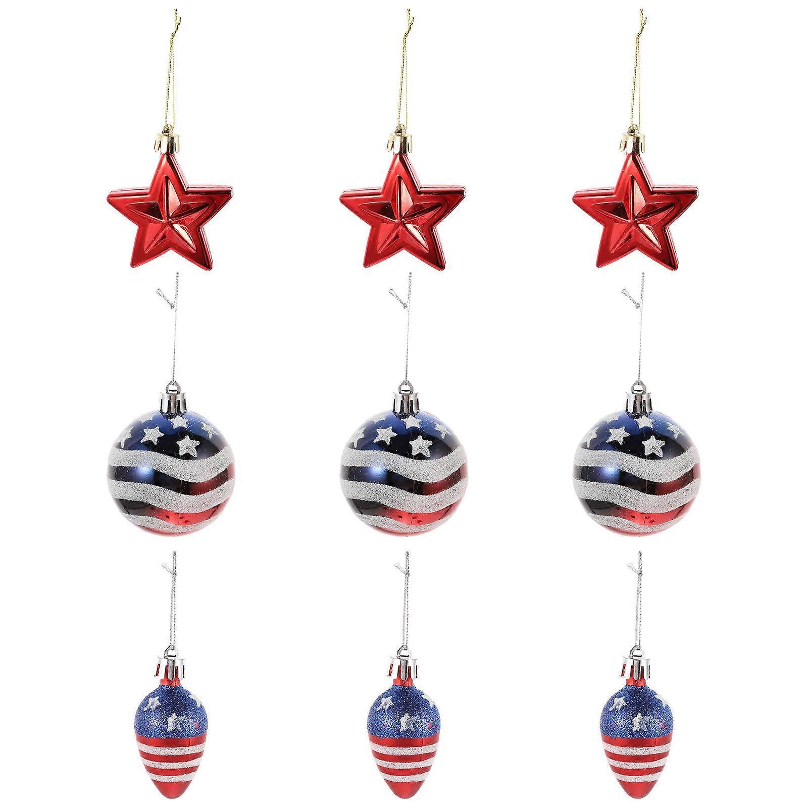 Independence Day Hanging Decorations 9Pcs Assorted Style Round Decorative Items For Celebrations
