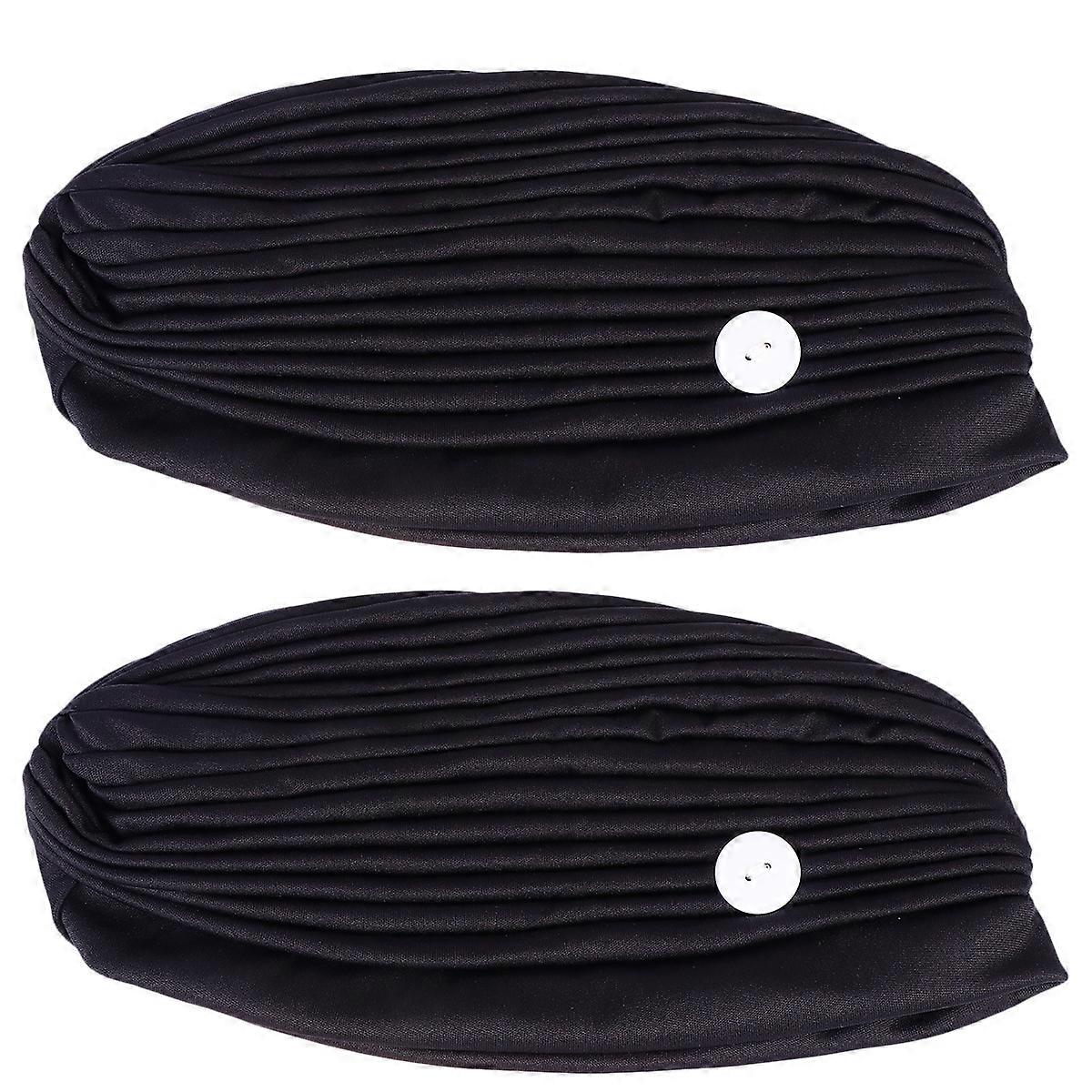 Black Acrylic Sports Beanie with Hat Button for Holding Mask Nonslip Elastic Wrap Perfect for Decoration Size 2pcs