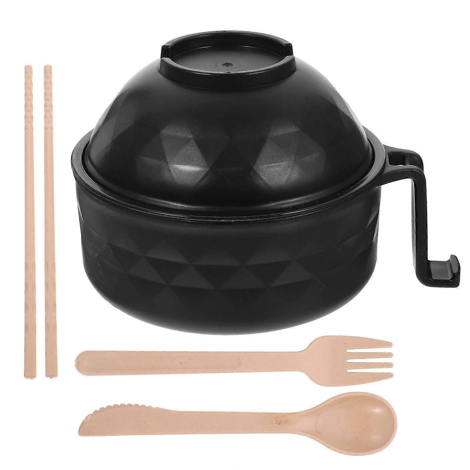Ramen Bowl Set with Chopsticks and Made of PP Safe for Home Use Black 1 Set