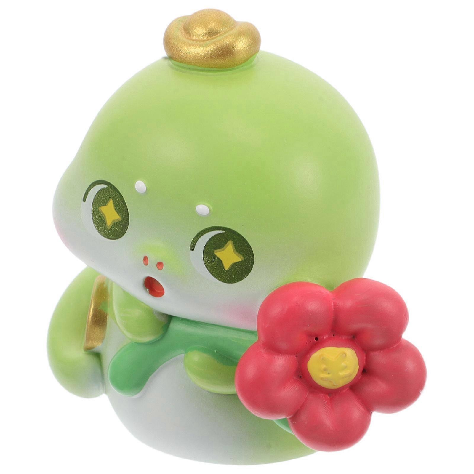 Mini Resin Snake Figurine, Cartoon Style Dashboard Ornament, Feng Shui Decor for Home, Office and Car