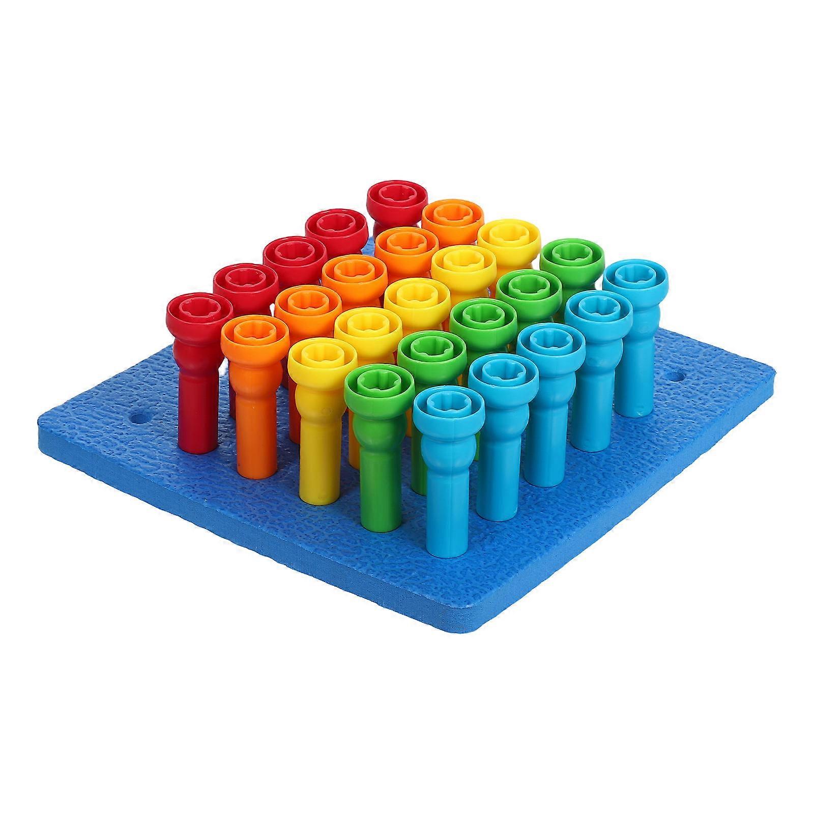 Durable Plastic Peg Board Toy for Kids with Mushroom Pegs 1 Set Sorting and Counting
