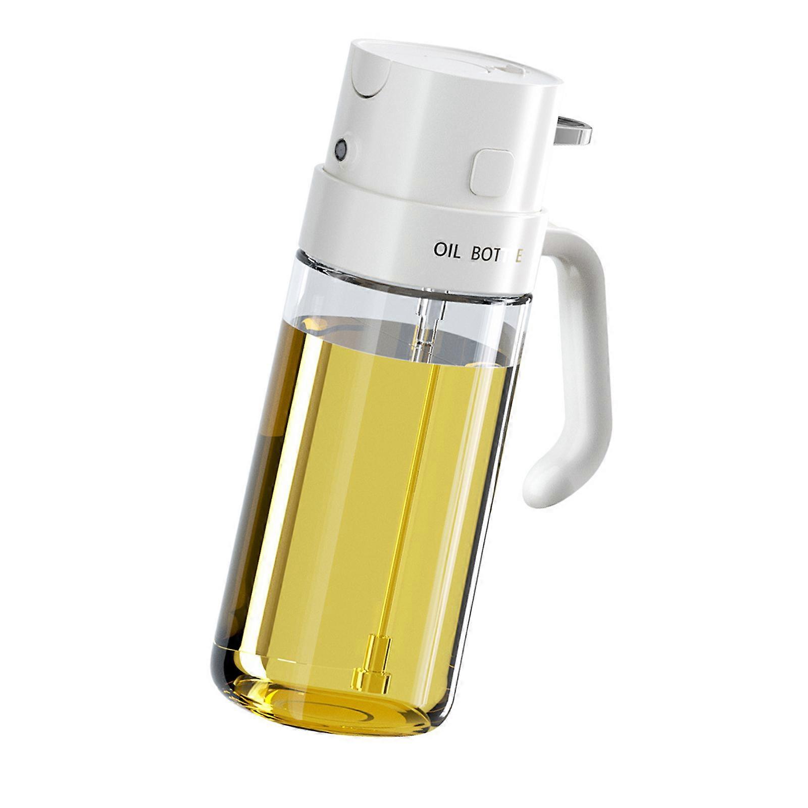 Practical 2 in 1 Oil Dispenser and Sprayer for Cooking BBQ and Air Fryer 500ml Convenient with Fine Mist Sturdy Base  White