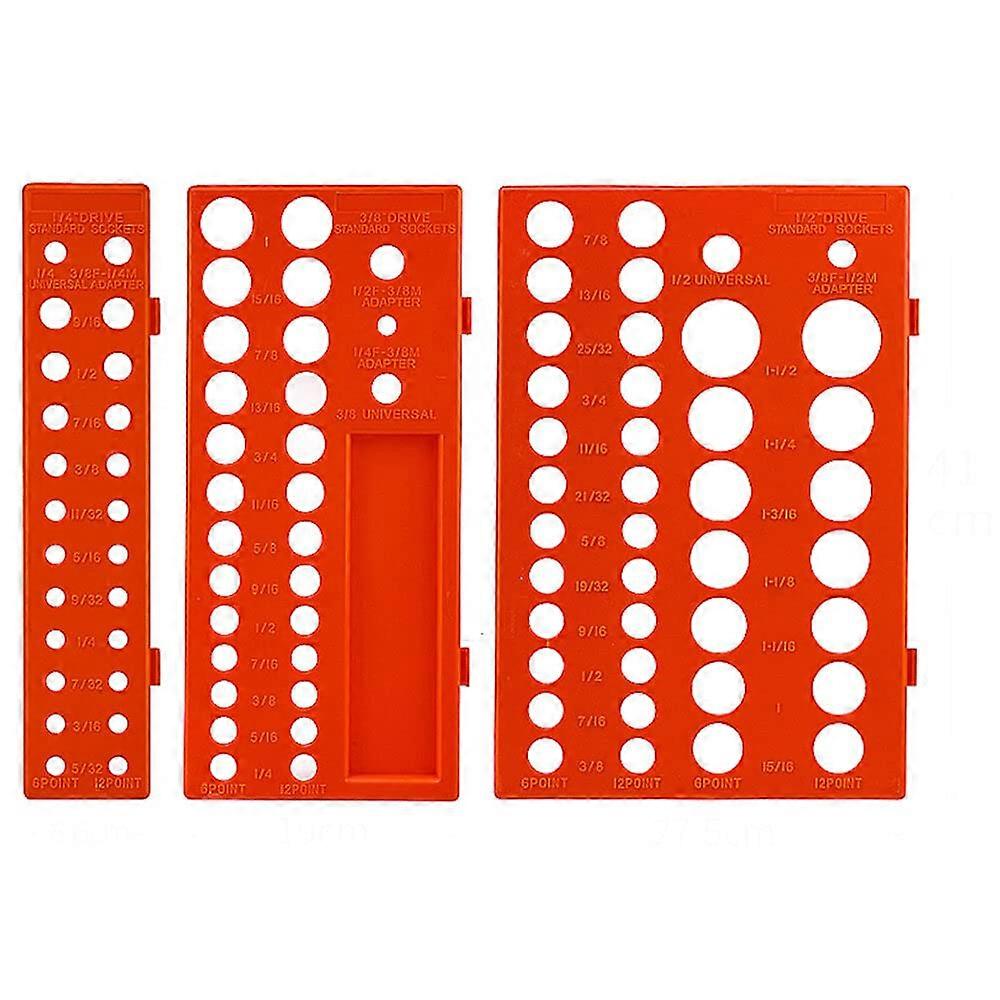 3-Piece Multifunction Sleeve-Socket Organizer Rack Storage Holder For Metric And Imperial Sizes Red
