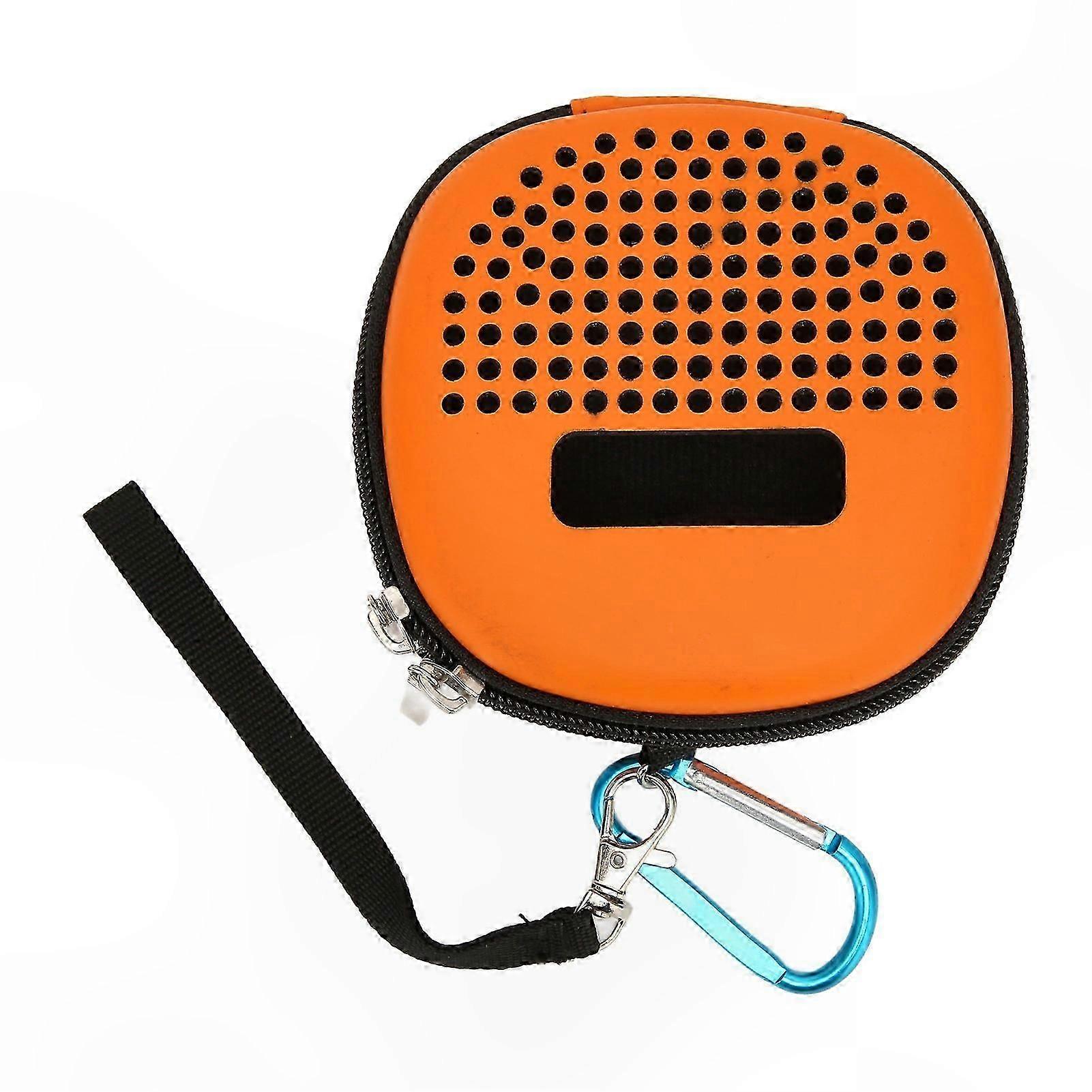 Waterproof Portable EVA Case for Micro Bluetooth Speaker, Scratch-Resistant, Semi-Hard Shell with Metal Hook, Orange