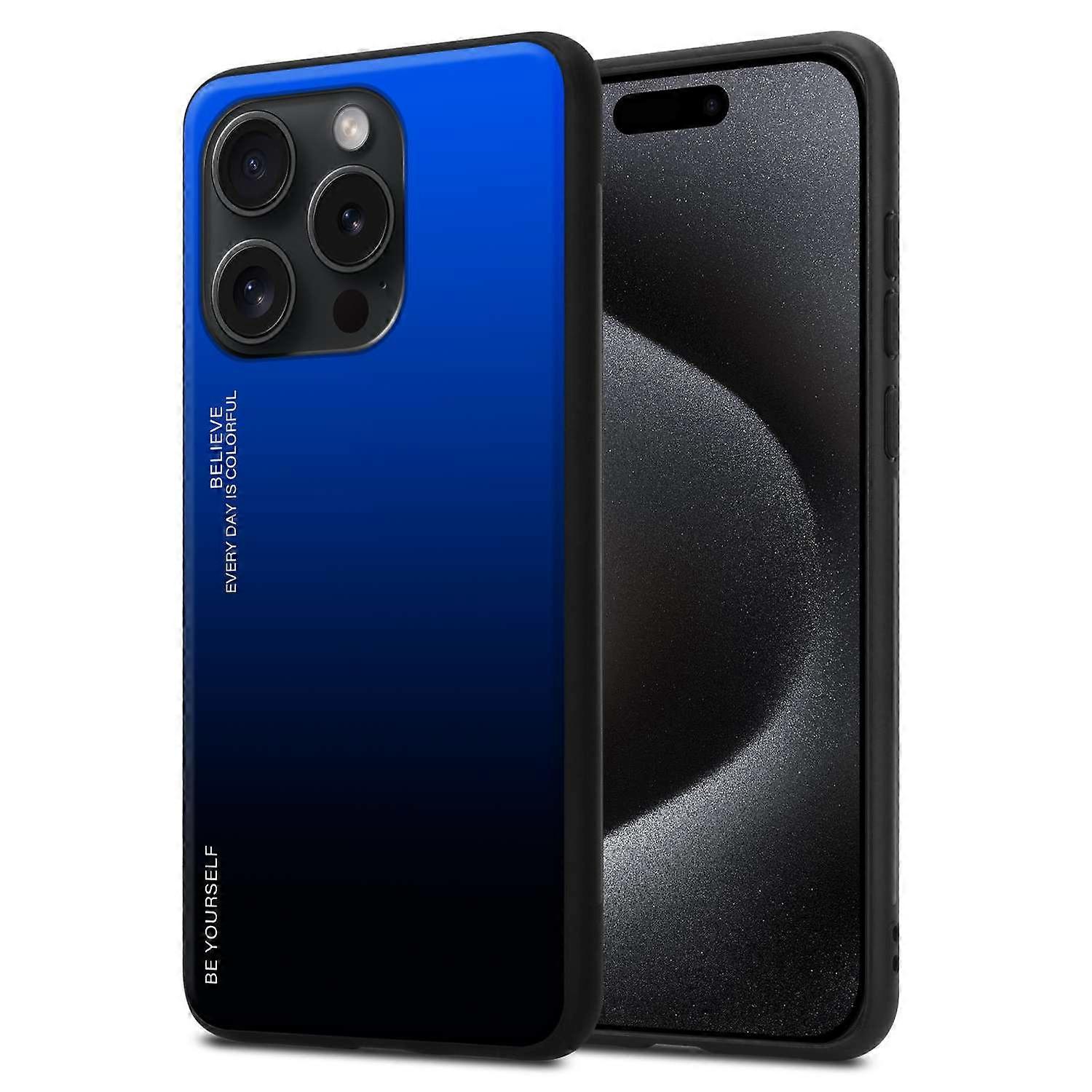 ケース iPhone 15 PRO TPU 保護ケース - 保護ガラス付き背面カバー - ツートンカラー