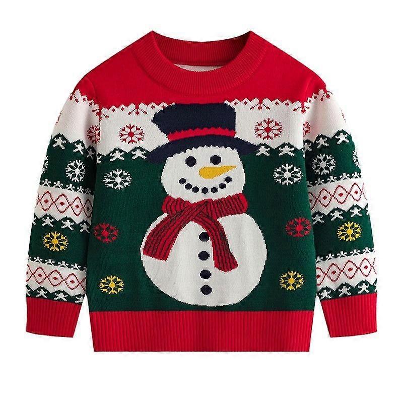 Yang Yifan Kids Christmas Cartoon Snowman Sweater, Long Sleeve Top for Toddlers 3-8 Years 100-140cm
