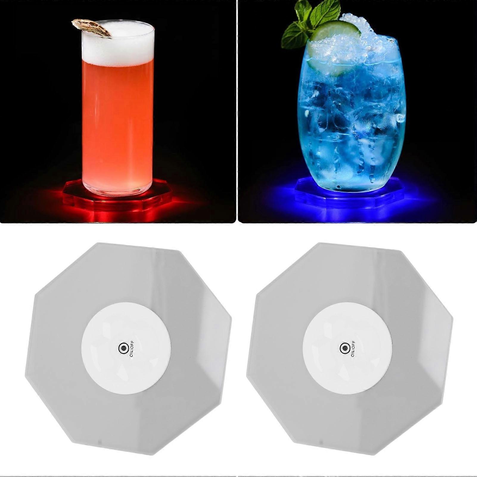 LED Acrylic Octagonal Coaster 100mm RGB Light 3 Modes IP65 Waterproof