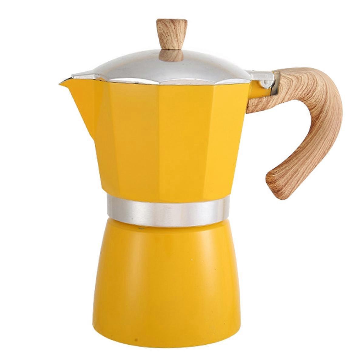 European Style Wood Grain Handle Coffee Pot Turkish Coffee Utensils Portable Coffee Brewing Tools Lemon Yellow