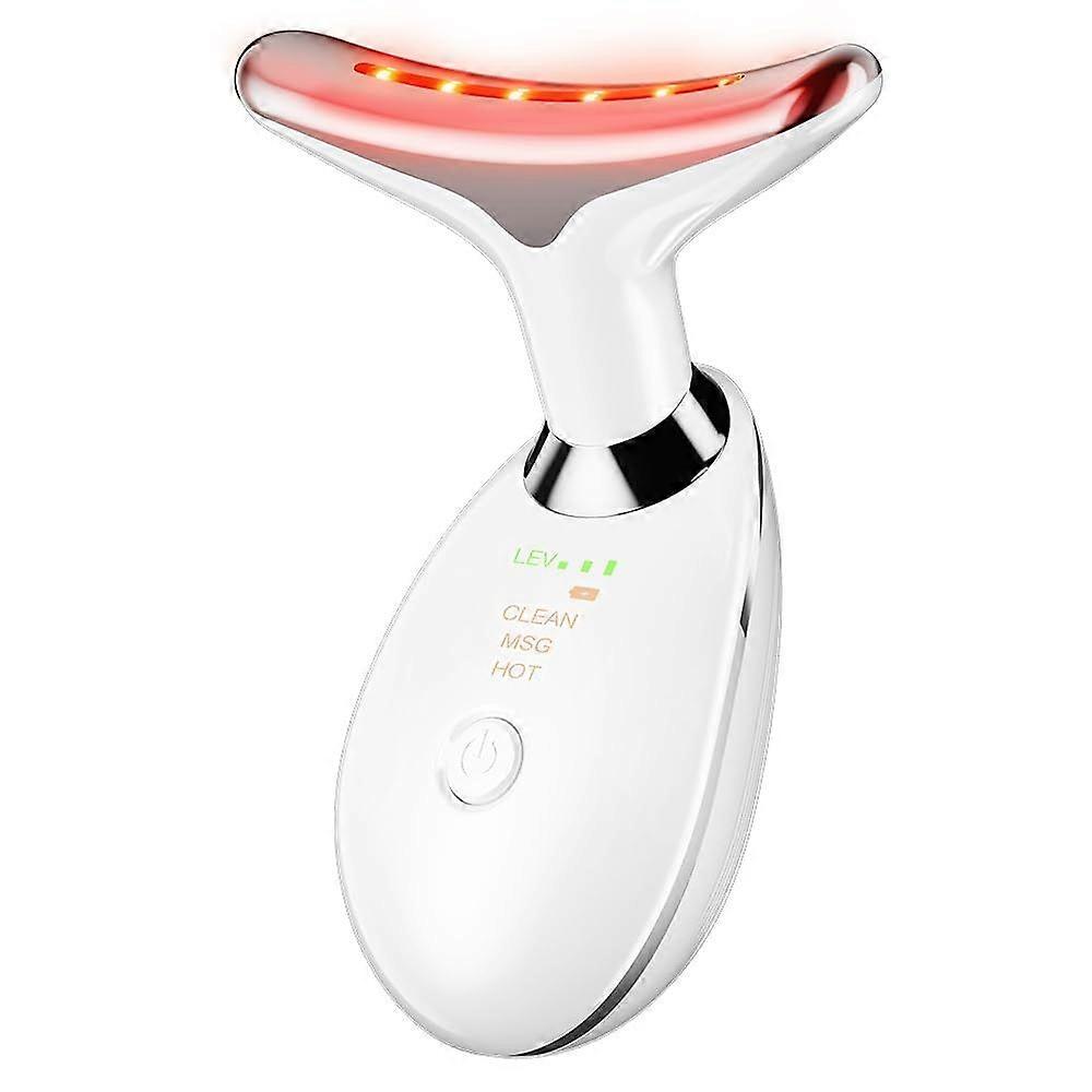 Neck and Face Massager, 7 Colors LED Multi-Function Facial Massager, White - Face Contouring Tools(Black)