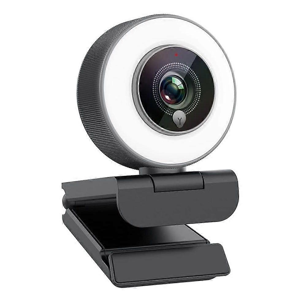 1080P HD Webcam Built in Adjustable Ring Light and Mic. Advanced autofocus Web Camera(Black)