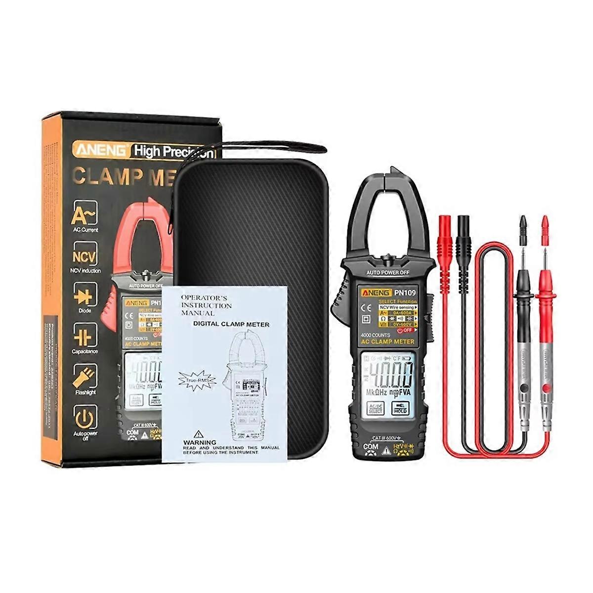PN109 Smart Clamp Meter Multimeter Digital 4000 Count 600A High Current Non-Contact Voltage Tester NCV Capacitance Tools B