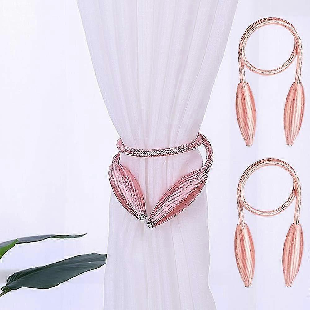 2Pack Curtain Tiebacks Clips/Decorative Rope Holdbacks,Creative Window Drape Twist Tie, Curtain Holders(Pink)