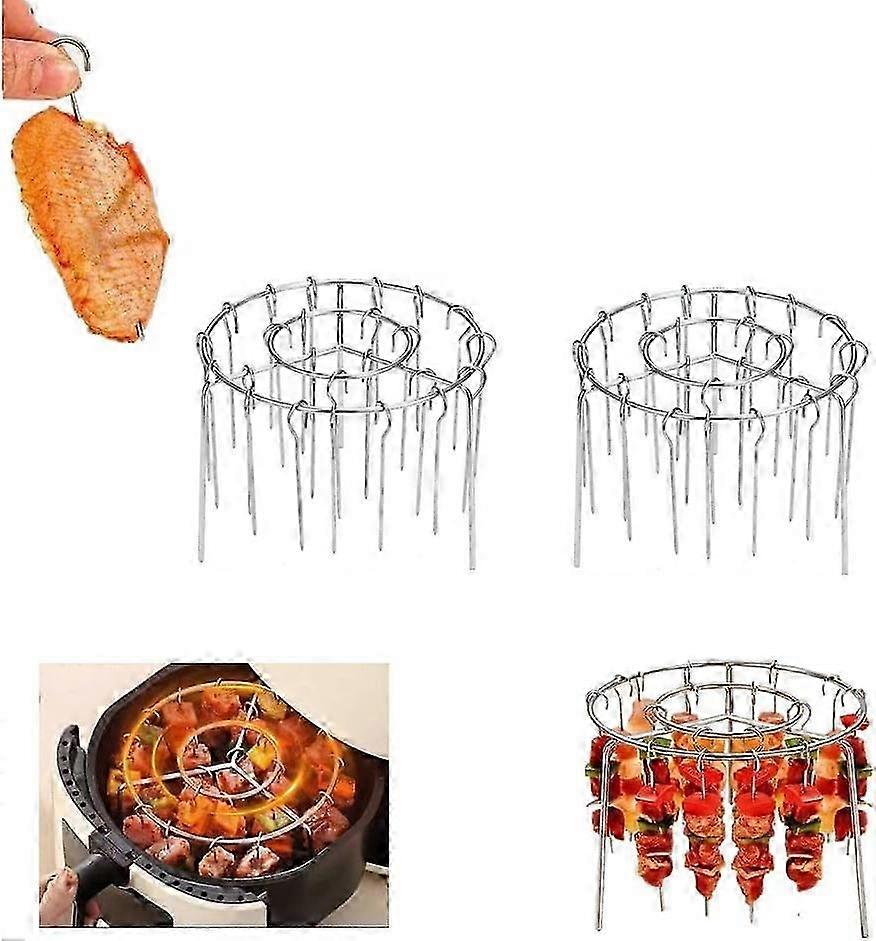 Air Fryer Kebab Rack with 24 Skewers - Vertical Stand for Even Cooking of Meat, Chicken & Vegetables, Fits Most Grills & Ovens