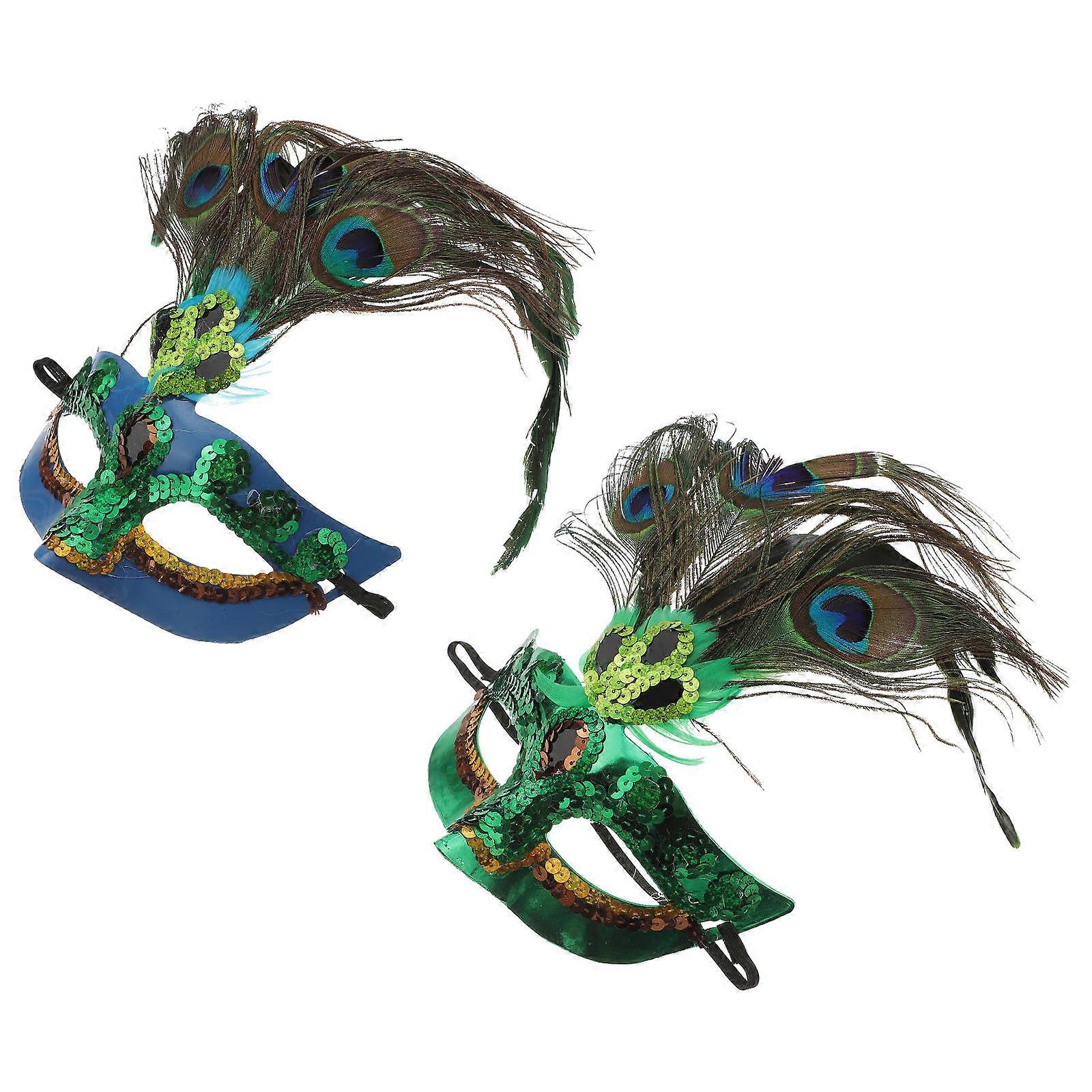 Halloween Masks Peacock Masks for Decoration Use 2Pcs Supplies